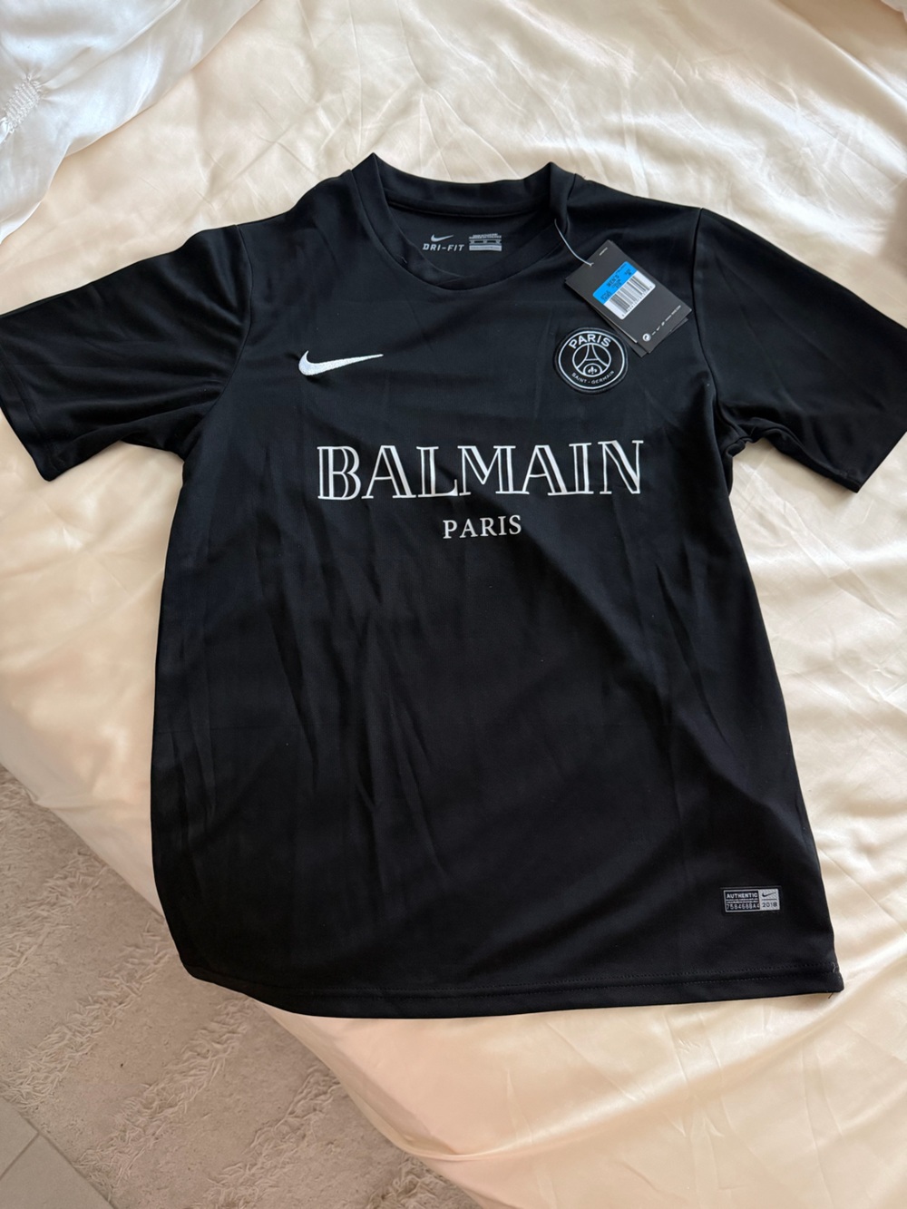 Balmain Black Logo Tee with White Accents